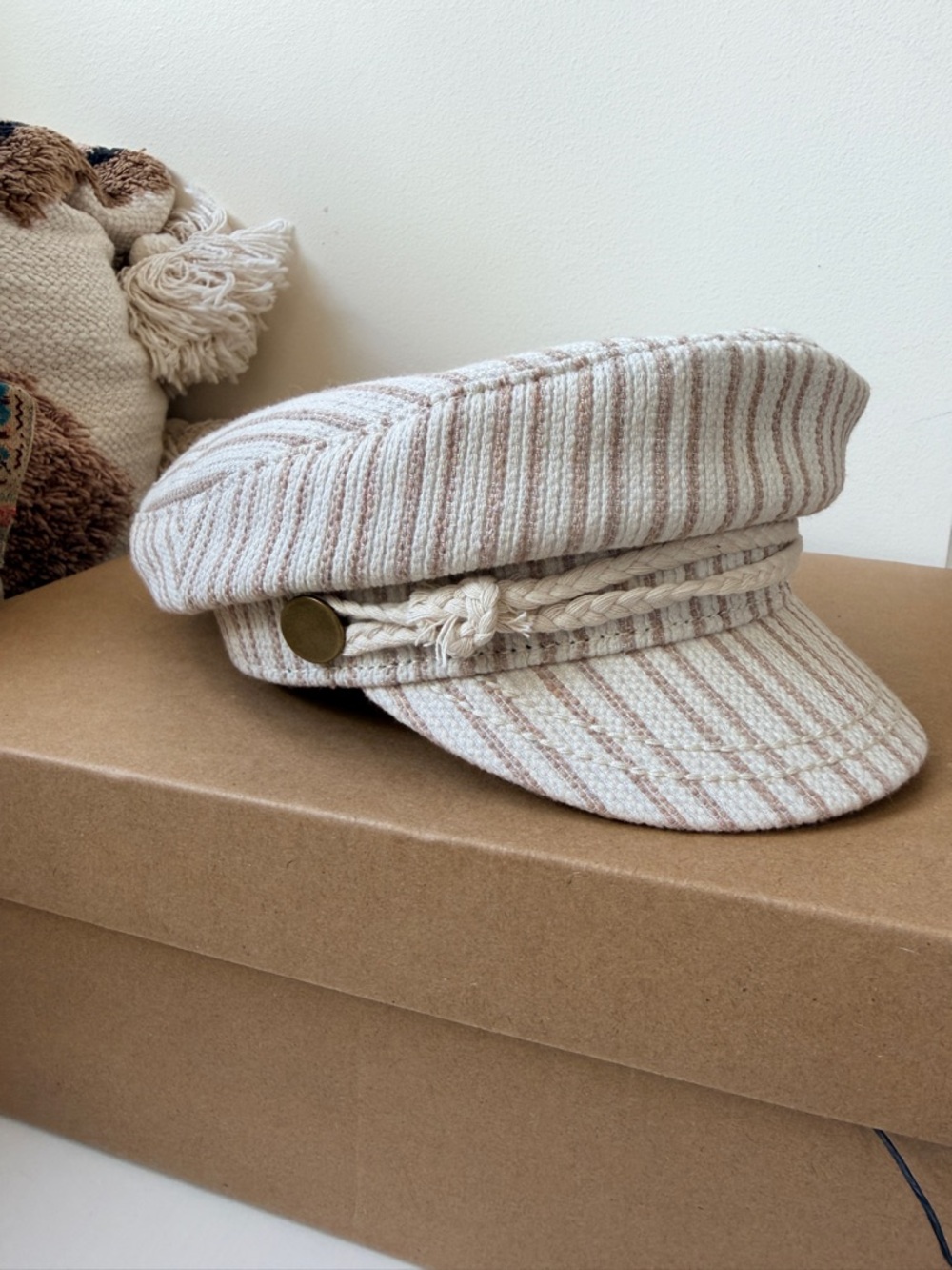 NWT Roxy Pressed Flowers Striped Fiddler Mariner Newsboy Cap - size M/L